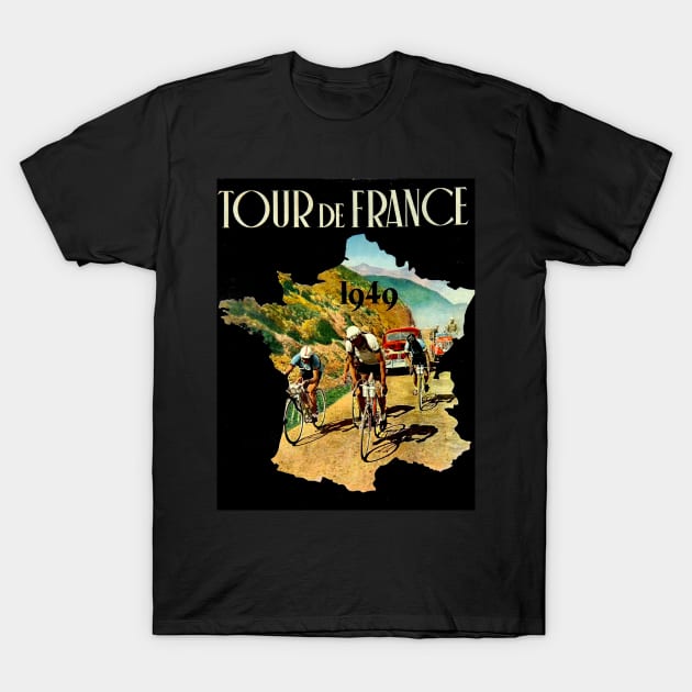 Tour De France Vintage 1949 Bicycle Racing Print T-Shirt by posterbobs